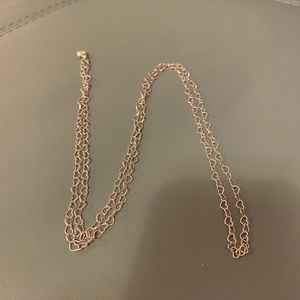 Long 39” sterling silver heart link chain necklace